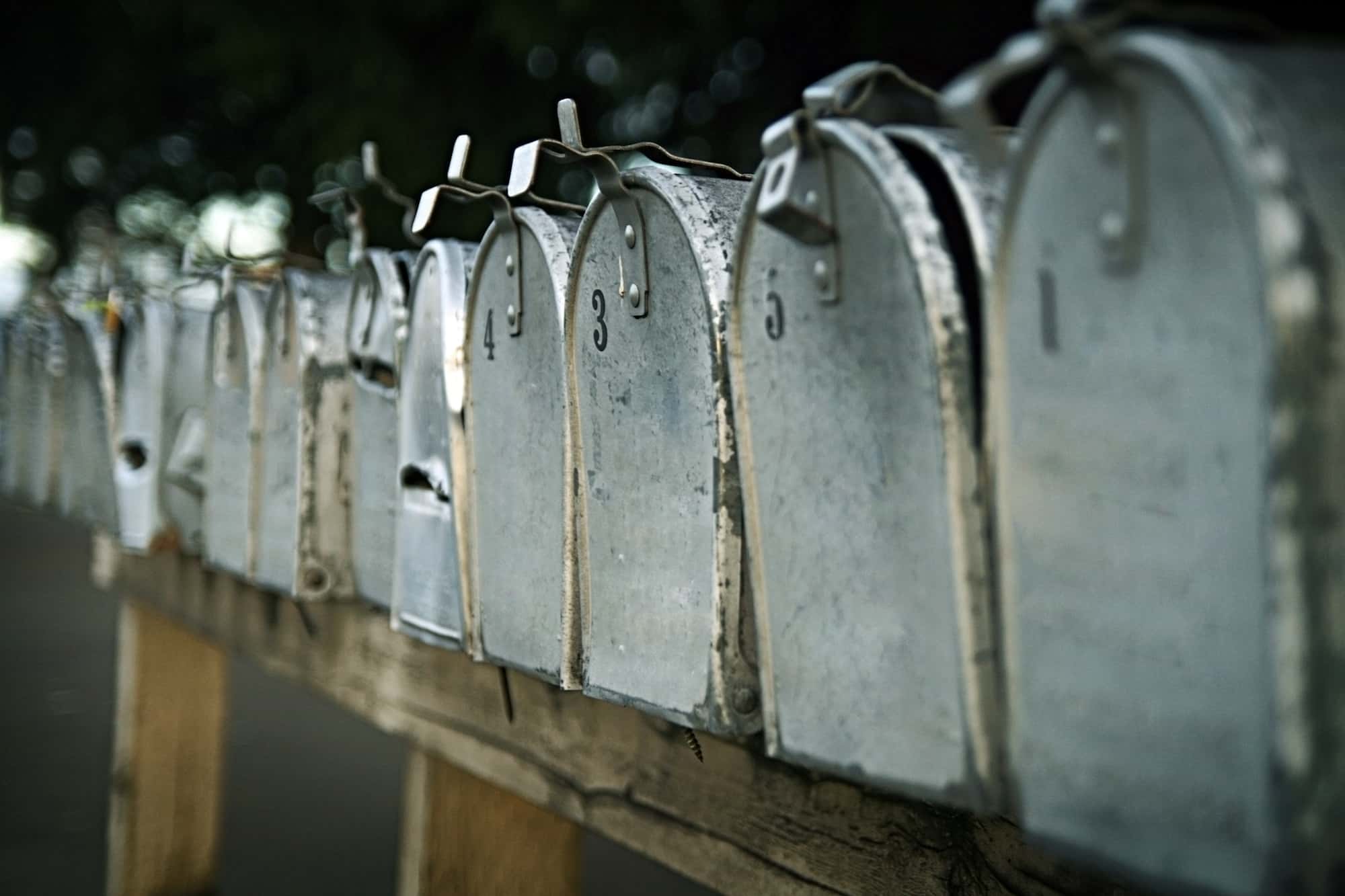 A row of mailboxes